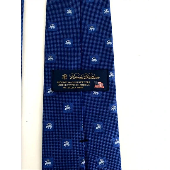 Brooks Brothers Men's Neck Tie Blue Sheep Logo Silk Classic 58 3.25